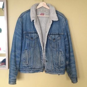 Sherpa lined vintage denim jacket